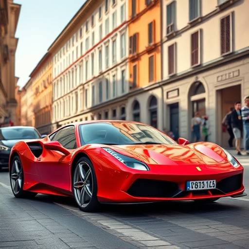 Red Ferrari 488 GTB parked on a Florentine street
